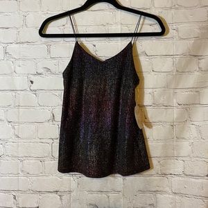 Altar’d State Shimmer Flowy Black Tank Top